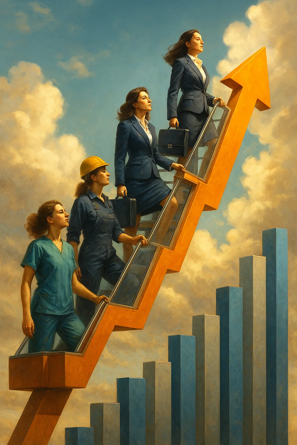 Gráfico ascendente que muestra la reinversión y el crecimiento escalonado del capital